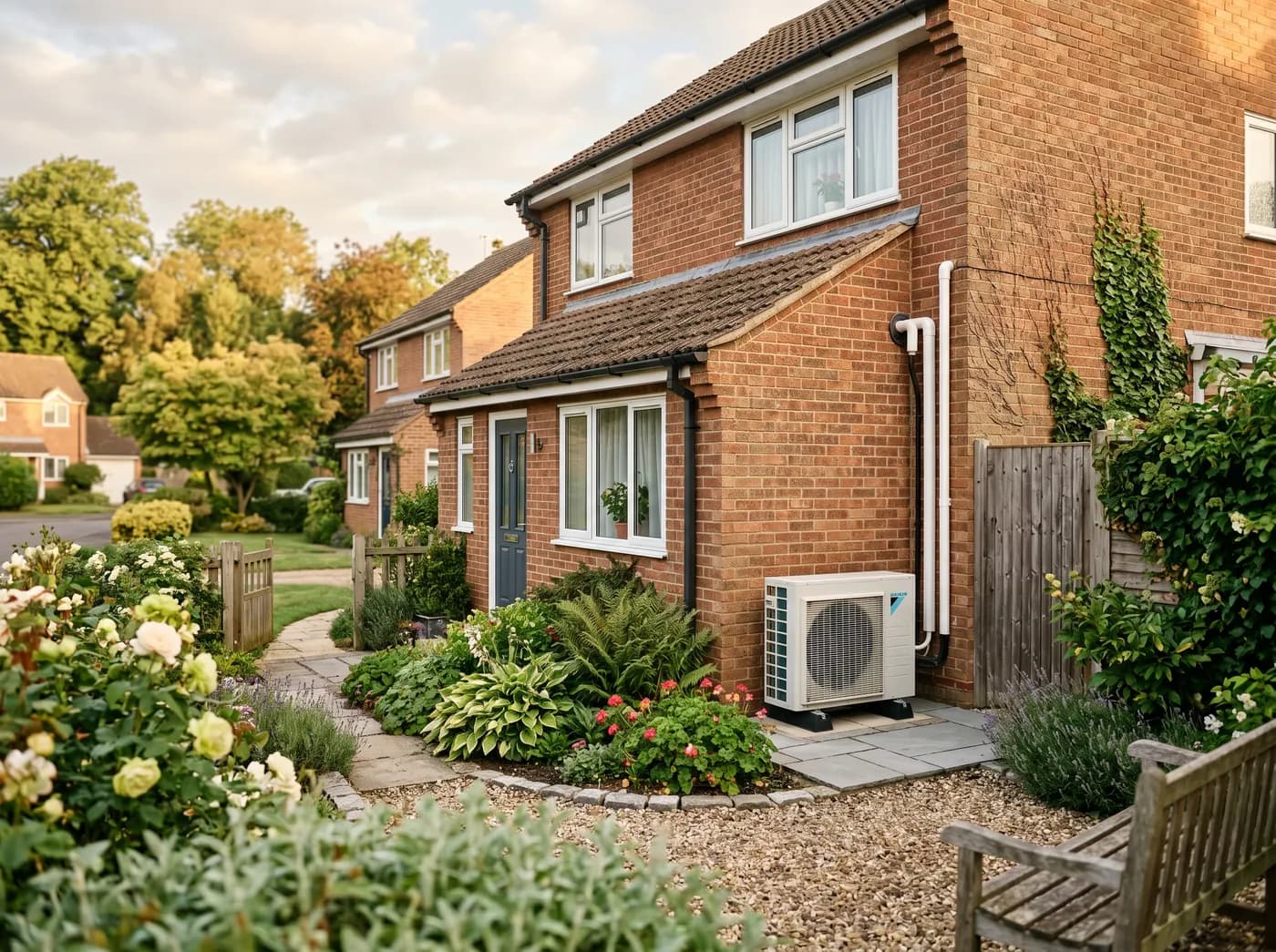 A UK home with an air source heat pump installed